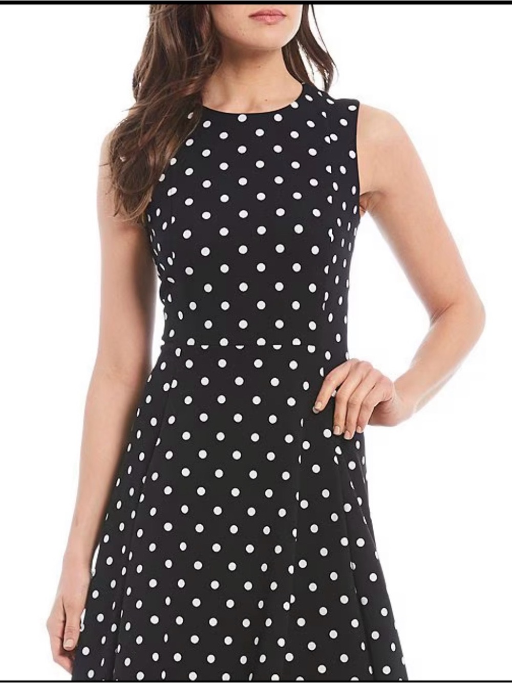 Calvin Klein Black Dress with White Polka Dots